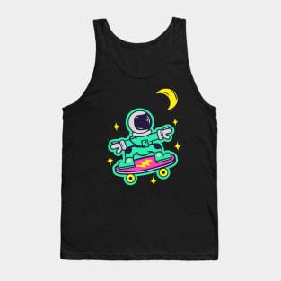 Space Man On Board Skateboarding On Space Tank Top